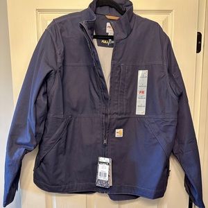 Carhartt Flame Resistant Duck Coat Full Swing Navy Jacket Sz L